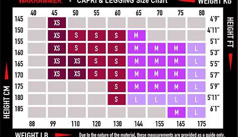 women's clothing size height weight chart