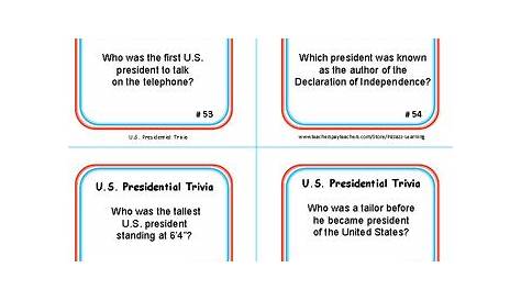 presidential trivia printable