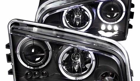 ANZO USA 2006-2010 Dodge Charger Projector Headlights w/ Halo Black