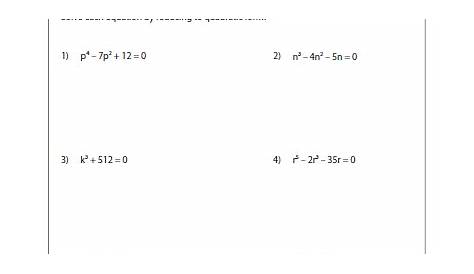 using the quadratic formula worksheets answers