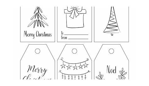 simple printable christmas tags black and white