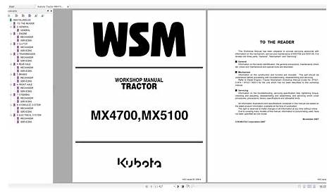 Kubota Tractor MX4700 MX5100 Workshop Manual EN