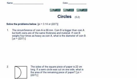 Circles - Word Problems Worksheet for 6th - 7th Grade | Lesson Planet