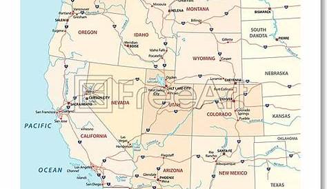 western united states map printable