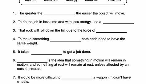 motion and force worksheet