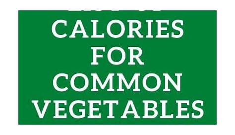 calories in vegetables chart