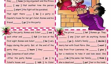romeo and juliet worksheets