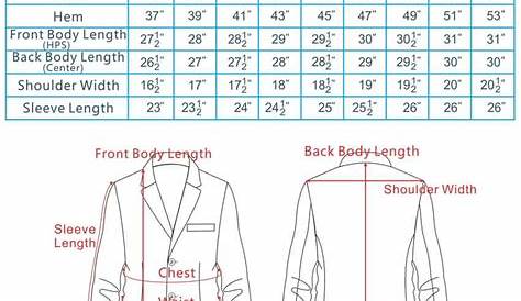 Men's Suits Size Chart / Men's Size Guide | How To Measure Your Body