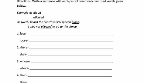 Word Usage Worksheets | Commonly Confused Words Worksheets