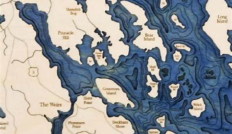 Lake Winnipesaukee 4 Level Nautical Chart Wall Art - 16”x 20” | Sea and