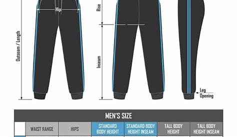 Large Sweatpants Size Chart
