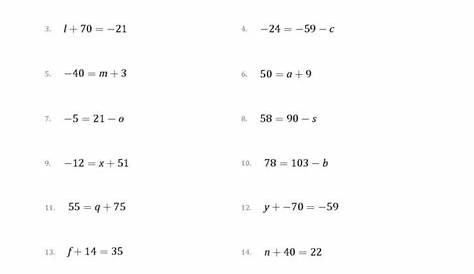 solving equations with variables on one side worksheets