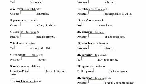 14 Spanish AR ER Ir Verbs Worksheet / worksheeto.com