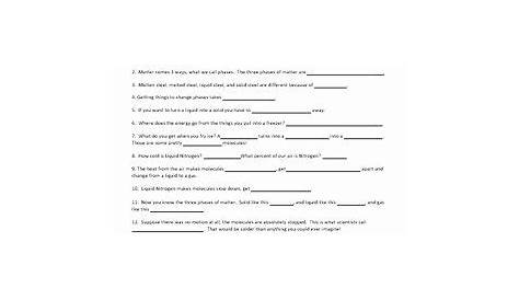matter in motion worksheet answers