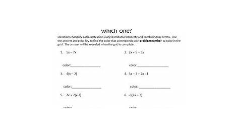 simplifying expressions with distributive property worksheet