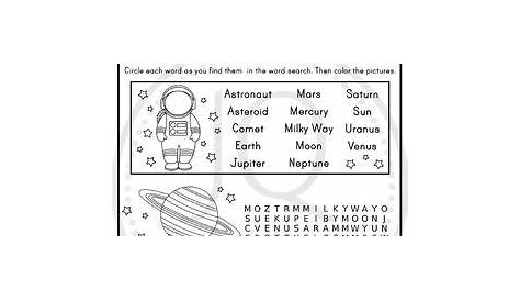 Solar System Worksheets, Planets Worksheets, Word Search and Maze