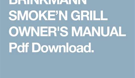brinkmann smoker manual