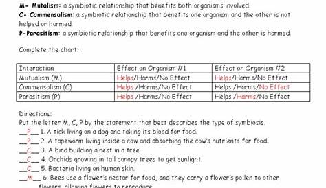 symbiosis worksheets