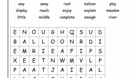word search for 2nd graders printable