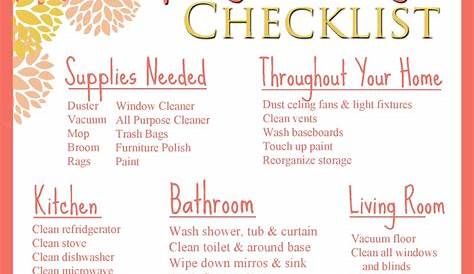 spring cleaning list printable