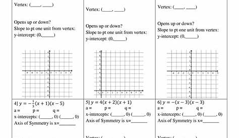 graphing quadratic functions in standard form worksheets 1 answer key