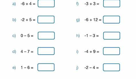 math negative numbers worksheet