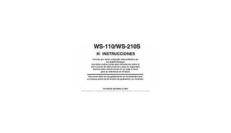 Olympus WS 210S - 512 MB Digital Voice Recorder Manual