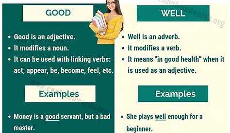 Good Vs Well Worksheet