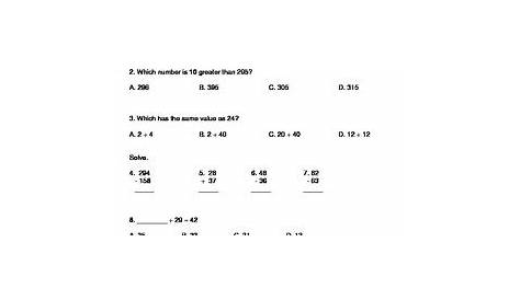 math assessment for 3rd grade