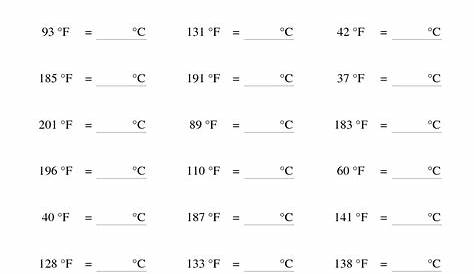 temperature conversion worksheet with answers