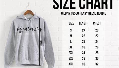 Gildan 18500 Size Chart Mockup Heavy Blend Hoodie Size Chart - Etsy Canada