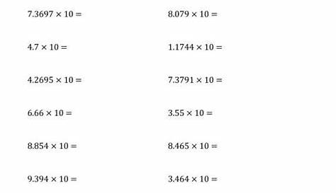 multiplication of decimals worksheet