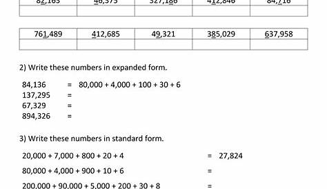 place value to the millions worksheet