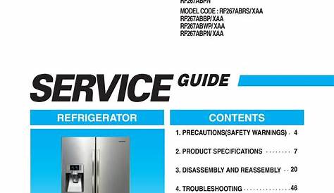 Samsung Rf267ab Refrigerator Service Manual - PDF DOWNLOAD by www