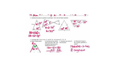 isosceles and equilateral triangle worksheets answer key