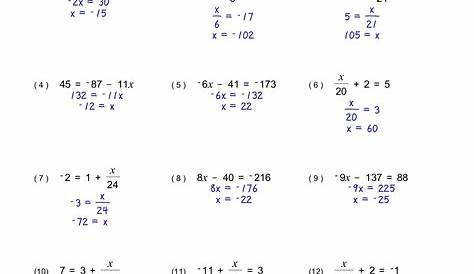 Two Step Equations Multiplication And Division Worksheet Pdf - Free