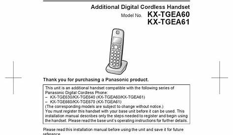PANASONIC KX-TGEA60M INSTALLATION MANUAL Pdf Download | ManualsLib