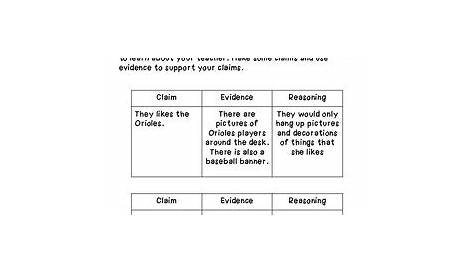 Free Claim Evidence Reasoning Worksheets Teaching Resources | TPT
