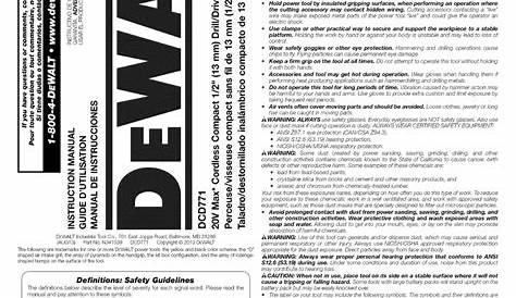 DEWALT DCD771 INSTRUCTION MANUAL Pdf Download | ManualsLib