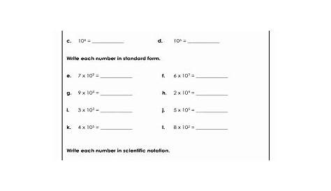 scientific notation problems worksheets
