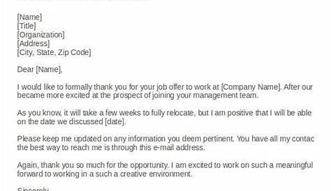 thank you letter for job offer sample