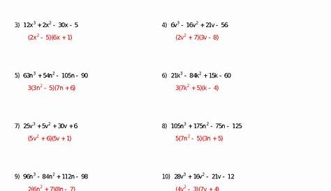 solving quadratics by factoring worksheet answer key