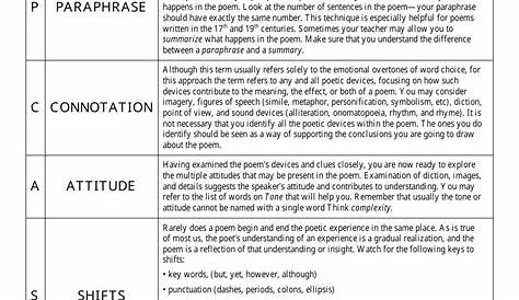 poetry analysis worksheet with answers