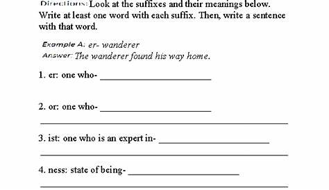 suffix worksheets 5th grade