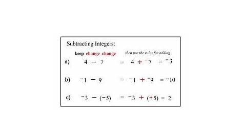 MATH SHARING IDEAS: 6th, 7th & 8th GRADE: Subtracting integers