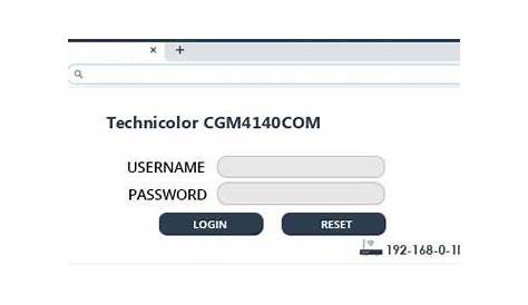 Technicolor CGM4140COM - default username/password and default router IP