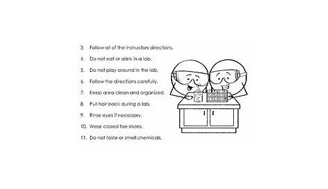 safety lab rules worksheets