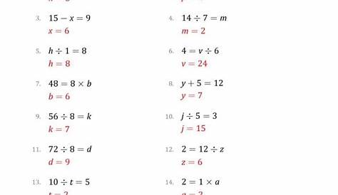 math variables worksheet
