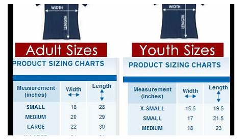youth shirt sizing chart