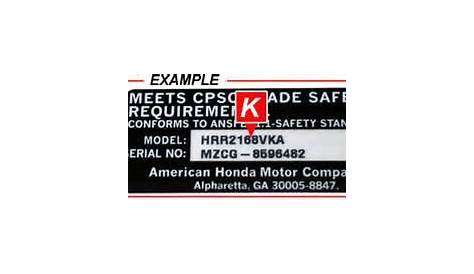Honda Model Number and Serial Number Locations Plano Power Equipment